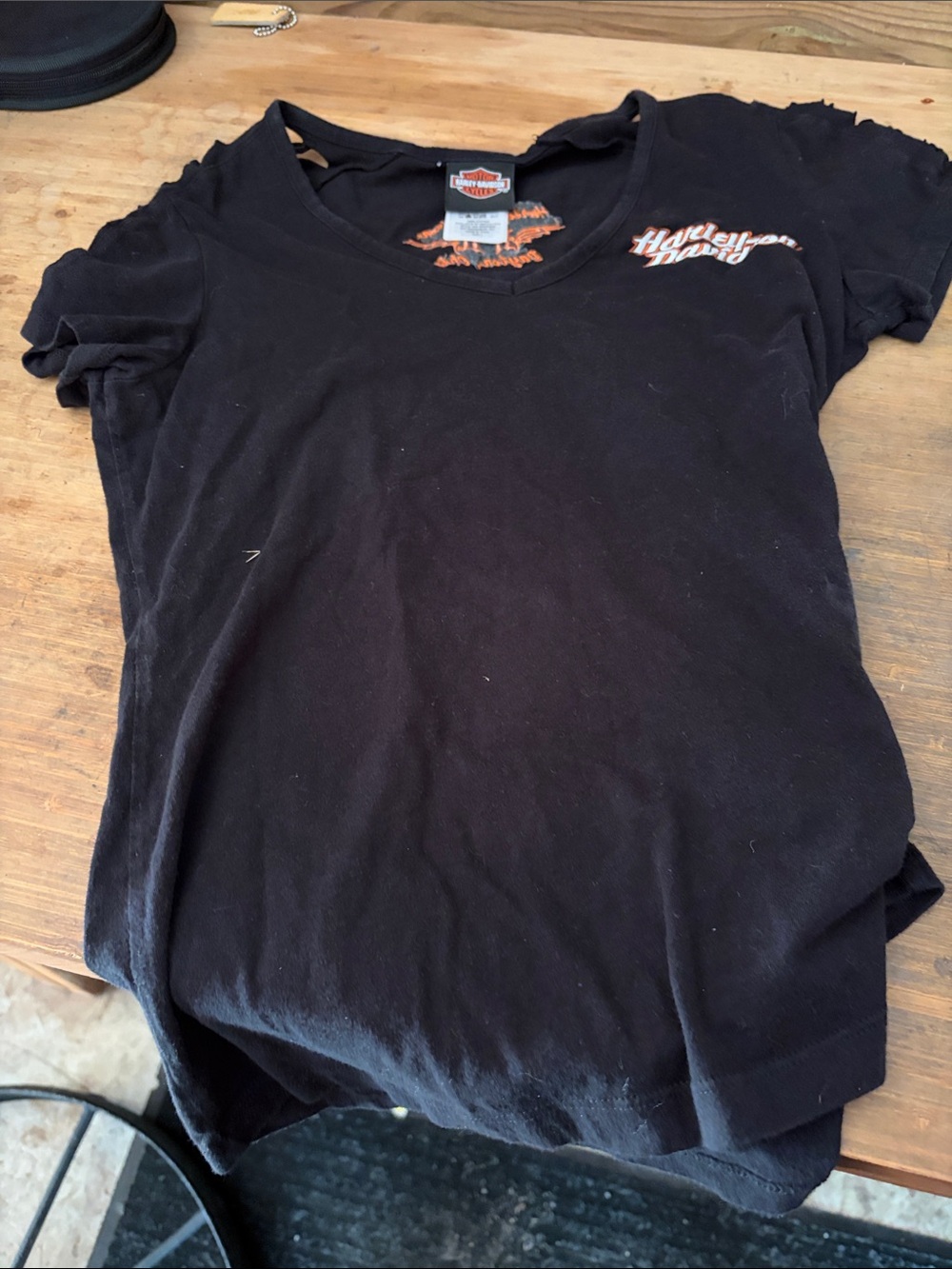 Harley-Davidson Black Tee with Orange Script Detail
